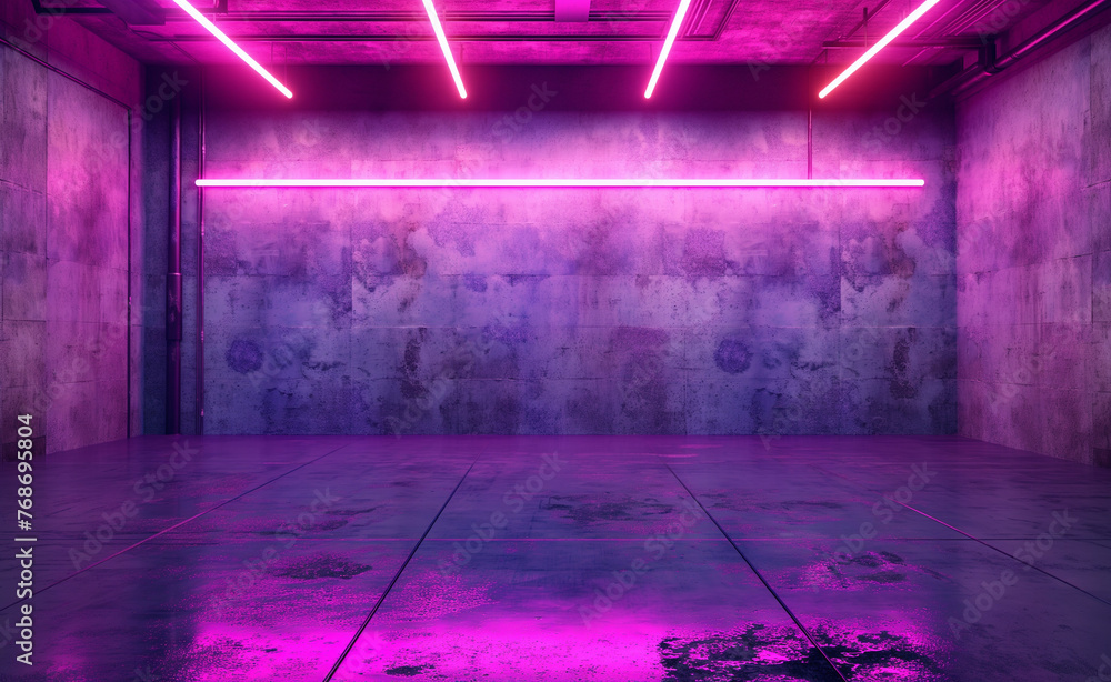 Neon: Grunge Sci-Fi Underground Garage with Realistic Pink and Purple Colors