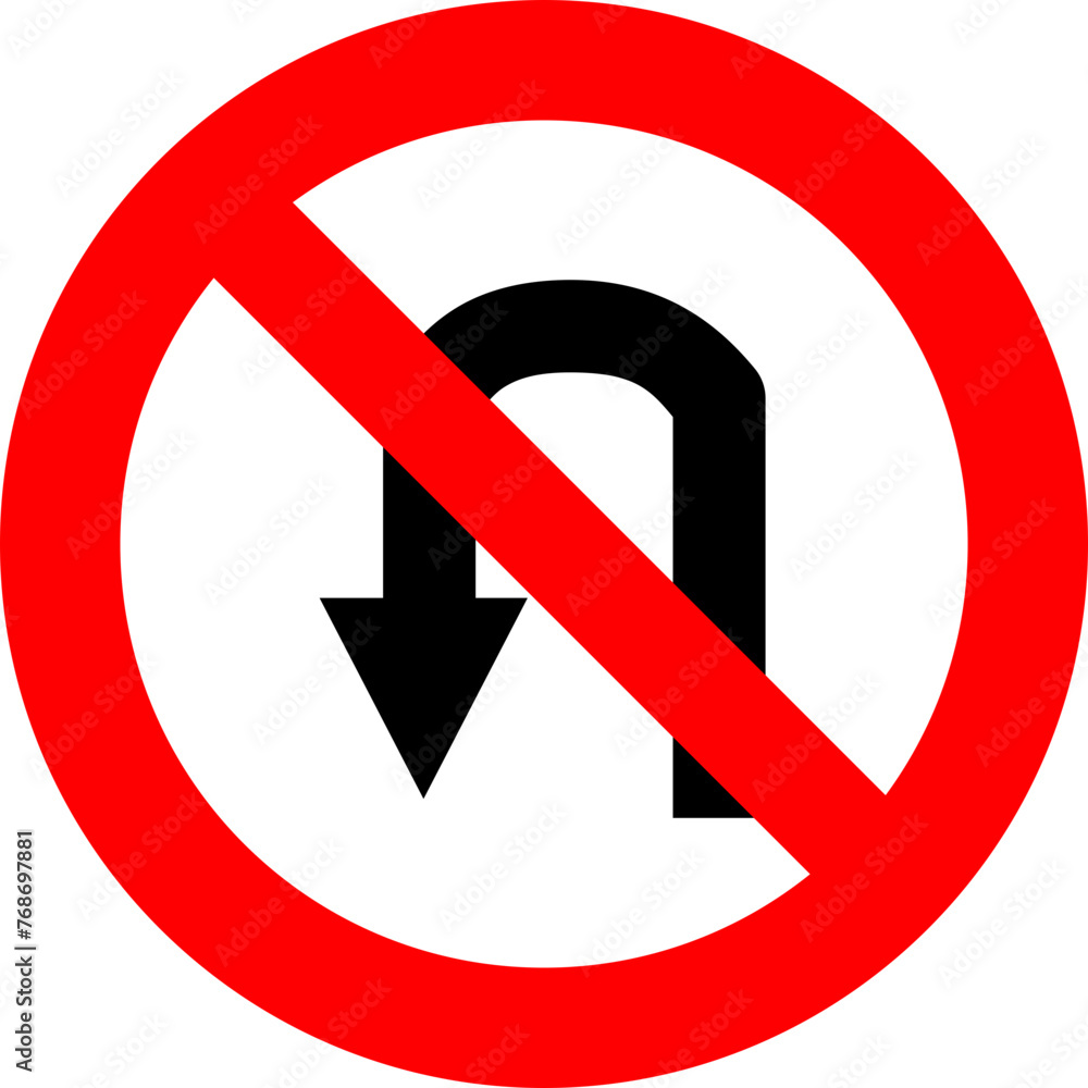 sign no u turn sign no u turn