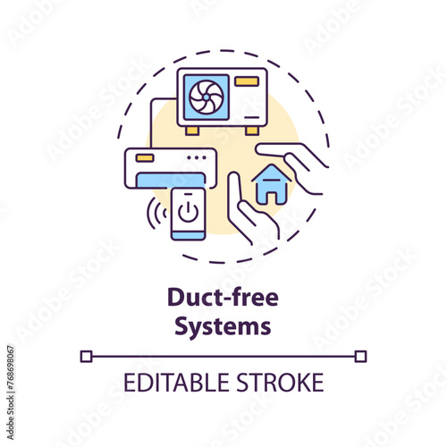 Duct free system multi color concept icon. Ductless mini-split systems. HVAC type. Round shape line illustration. Abstract idea. Graphic design. Easy to use in promotional material