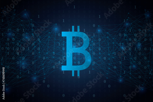 Bitcoin blockchain crypto currency digital encryption, Digital money exchange, Technology global network connections background concept