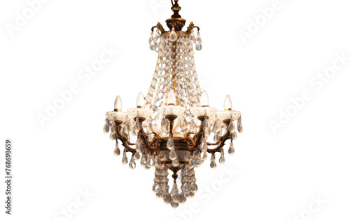 Minimalist Metal Chandelier Isolated on Transparent Background