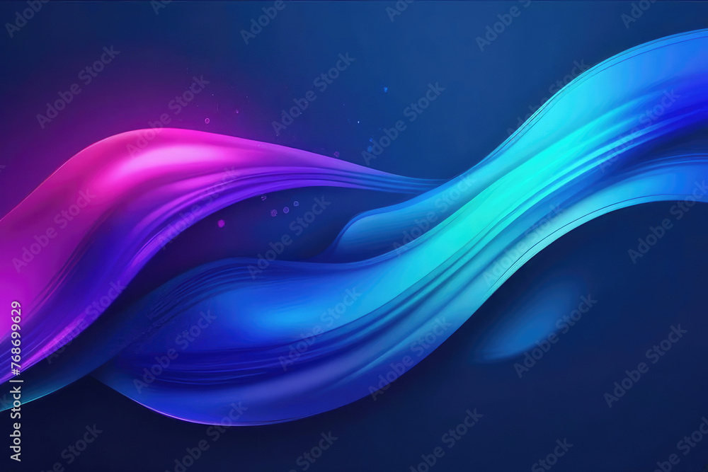 Fototapeta premium Abstract 3D liquid background, Abstract fluid 3d render holographic iridescent neon curved wave in motion dark background. ai generated