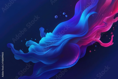 Abstract 3D liquid background,  Abstract fluid 3d render holographic iridescent neon curved wave in motion dark background. ai generated