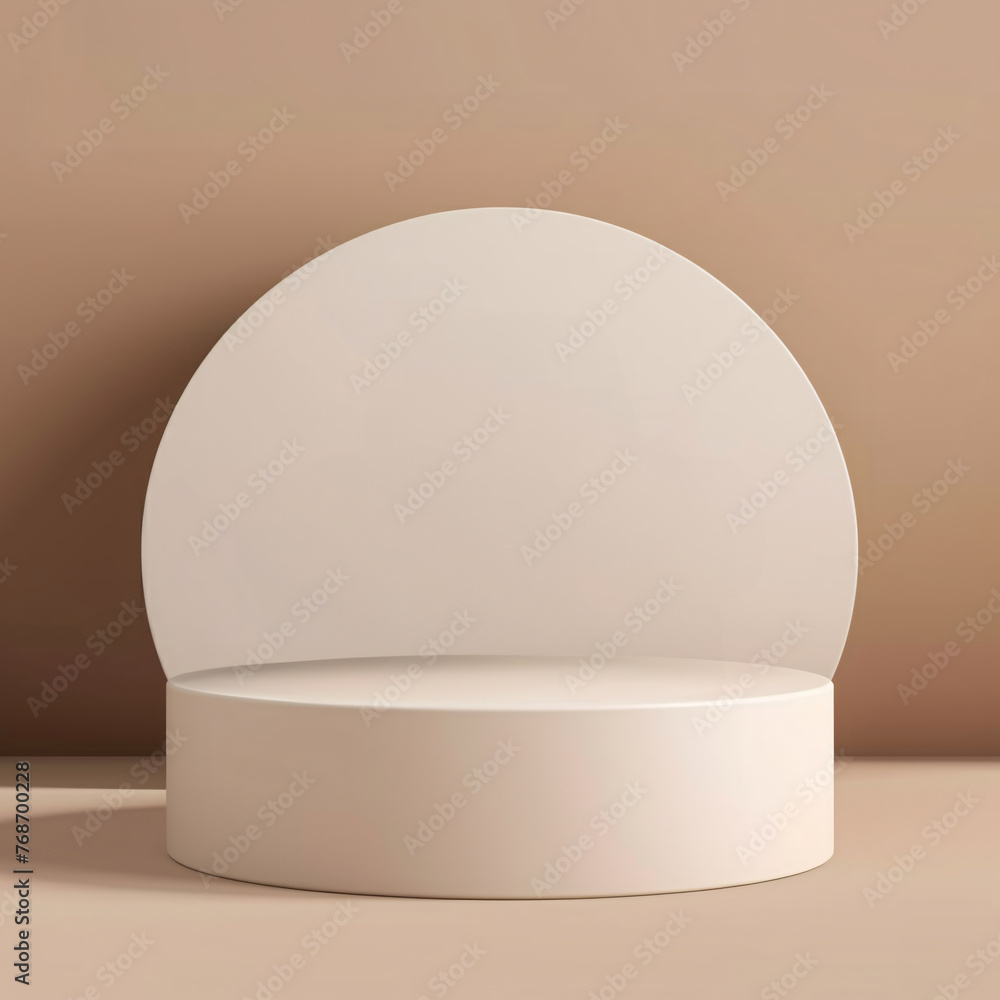 minimal pedestal podium display with brown foundation cream, stage showcase for beauty and cosmetics product, 3d illustration. ai generative minimal pedestal podium display with brown foundation cream, stage showcase for beauty and cosmetics product, 3d illustration. ai generative