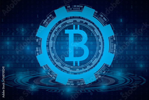 Bitcoin blockchain crypto currency digital encryption, Digital money exchange, Technology global network connections background concept