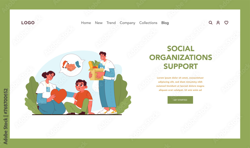 Support from social organizations. Flat vector illustration Support from social organizations. Flat vector illustration