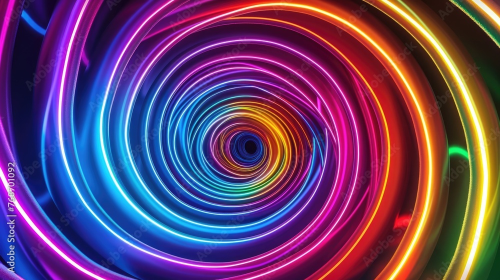 Colorful Glowing Circles in a Hypnotic Spiral Colorful Glowing Circles in a Hypnotic Spiral