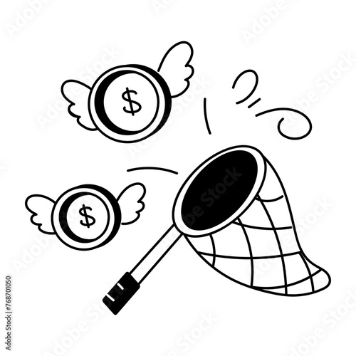 Check out line icon of chasing money concept 