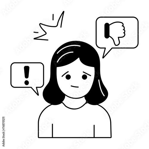 Creatively designed line icon of customer complaints 