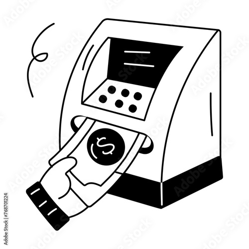 Premium linear icon of atm withdrawal 