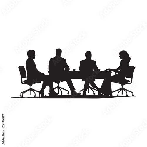 Strategic business meeting silhouette clipart black and white
