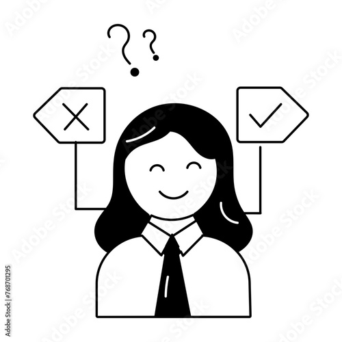 Trendy line icon of decision making 