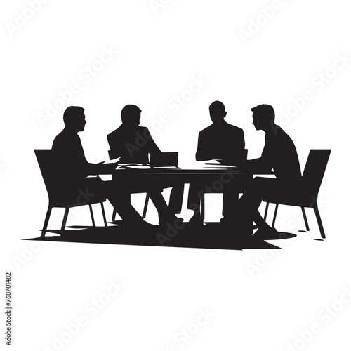 Strategic business meeting silhouette clipart black and white