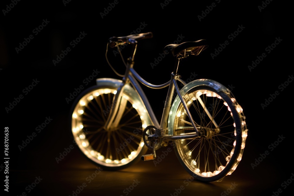 Bicycle Built for Two: Rings on a bicycle with fairy lights, capturing a whimsical moment.