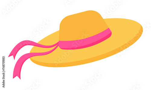 Beach hat. Hat for sun protection on the beach. Vector illustration