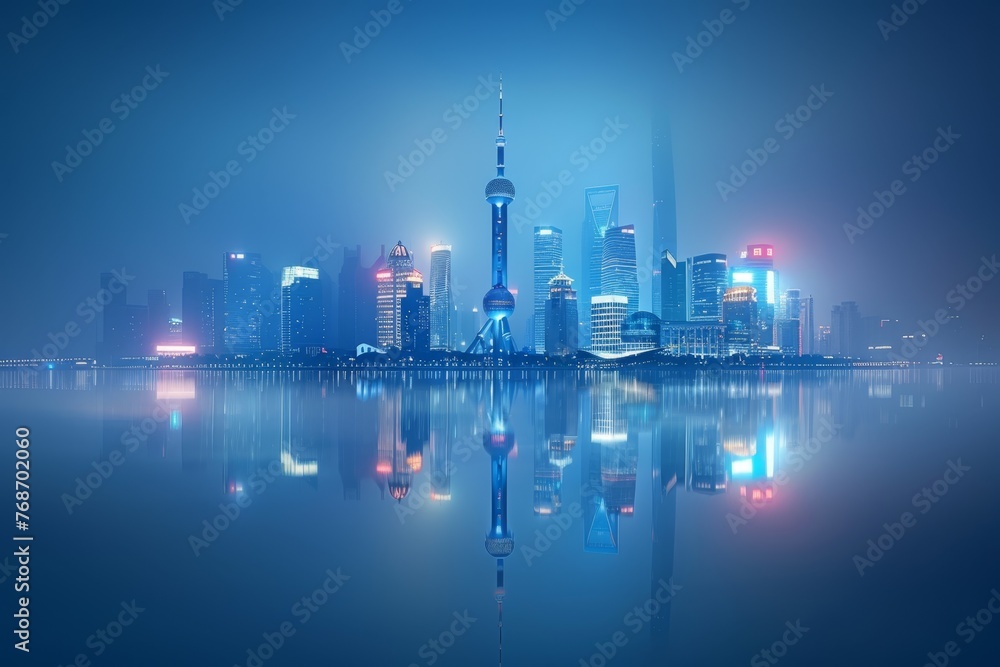 Shanghai Pudong Futuristic Skyline