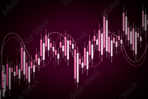 Forex and stock exchange chart vector illustration. Japanese candle stick graph of stock market trading. Finance and forex trade background