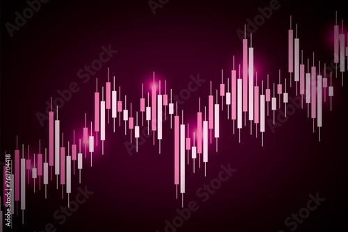 Forex and stock exchange chart vector illustration. Japanese candle stick graph of stock market trading. Finance and forex trade background