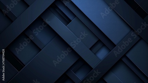 Abstract blue-black background with modern design. Gradient colors. Minimalist, dark tone. Suitable for web banners. Features geometric shapes (lines, stripes, triangles) with a 3D effect, creating a 