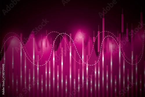 Forex and stock exchange chart vector illustration. Japanese candle stick graph of stock market trading. Finance and forex trade background