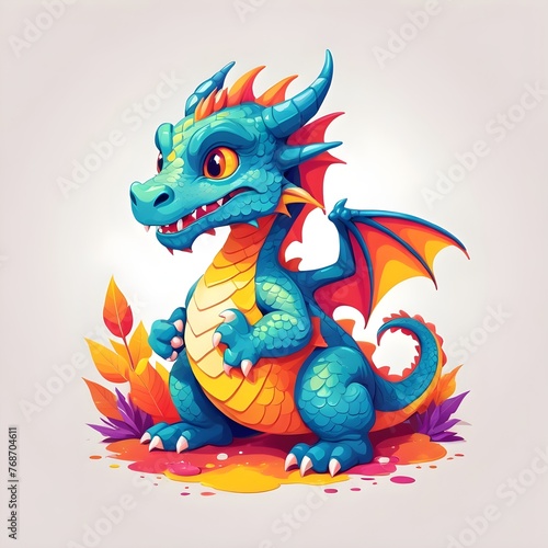 Colorful Autumn Dragon Illustration © PATTERN WORLD