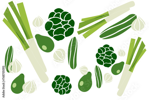 World Health Day background, set of vegetable doodles on a white background, healthy life illustration, hand-drawn vegetables isolated on a white background