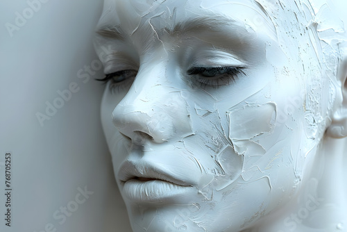 Woman face white cracked mask