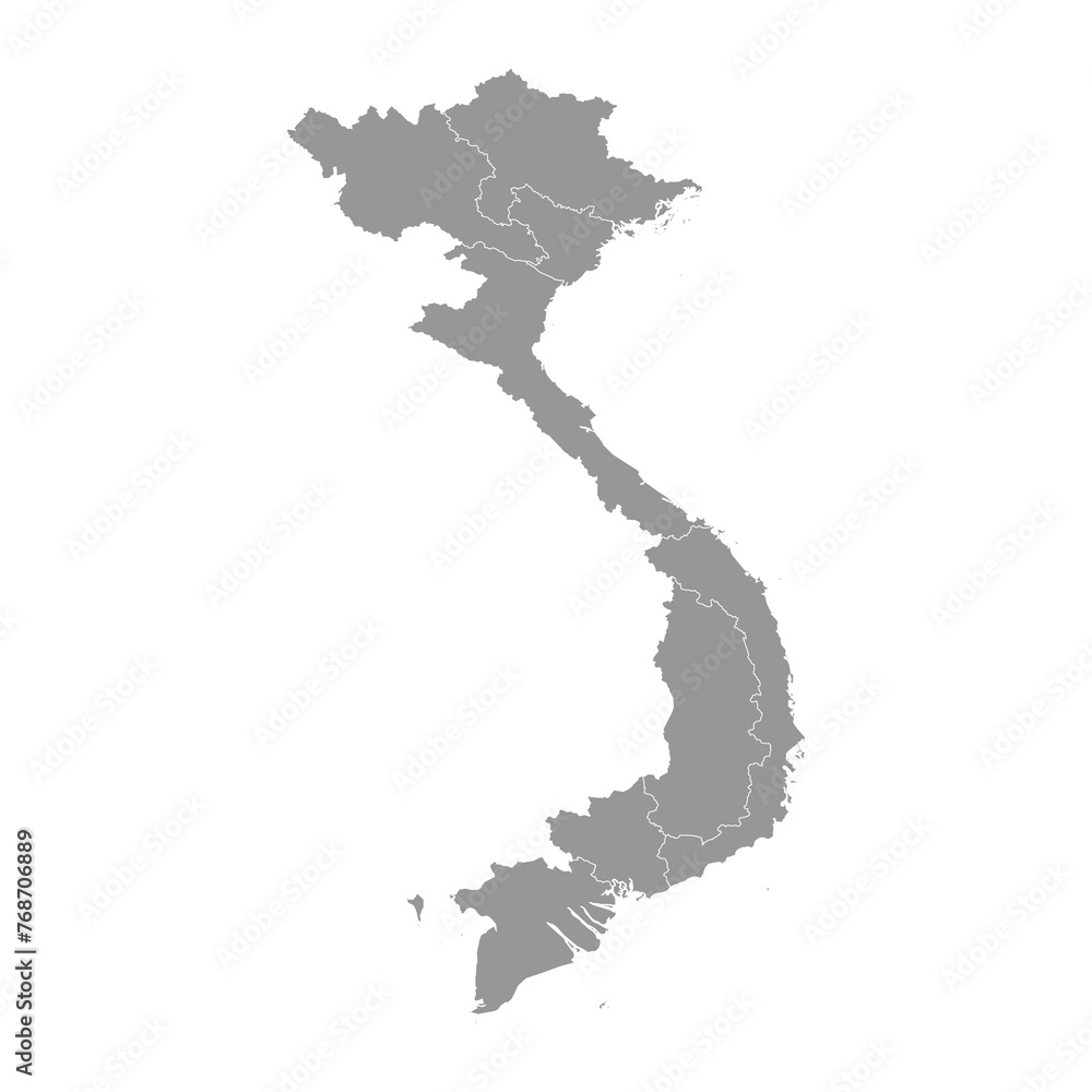 Obraz premium Vietnam map with regions. Vector illustration.