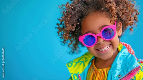 youngster with great accessories in a bright dress.