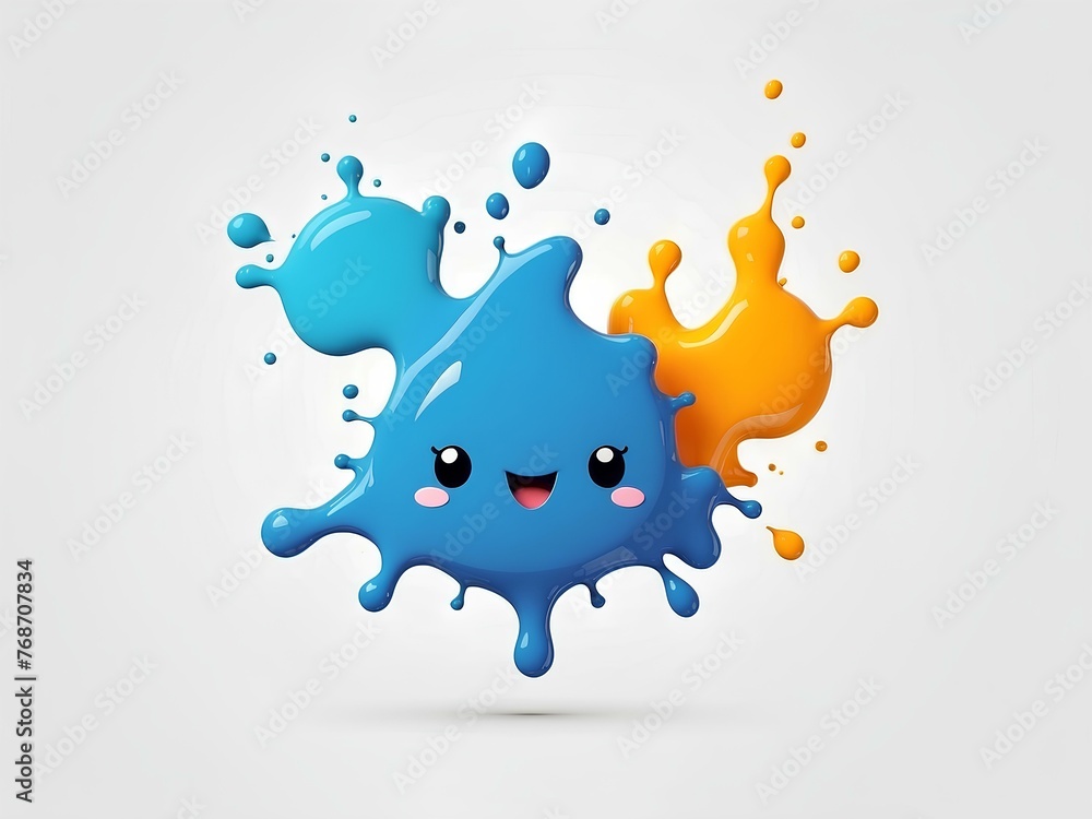 Obraz premium illustration of splash of paint with smile isolated on white background, ready for design 