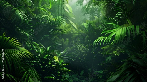 Natural tunnel in tropical jungle forest. Lush, foliage and trees of evergreen dense rain forest. © W&S Stock