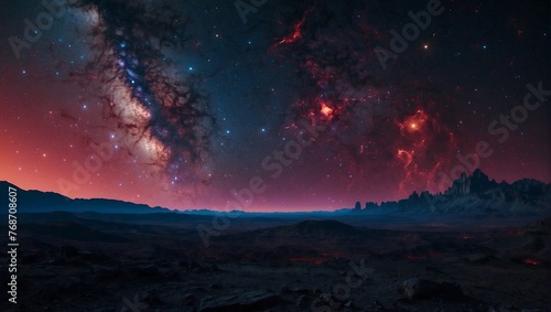 Night sky with stars and nebula, space landscape