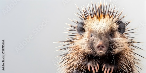 Intriguing Porcupine Displaying its Protective Quills in Gentle Closeup
