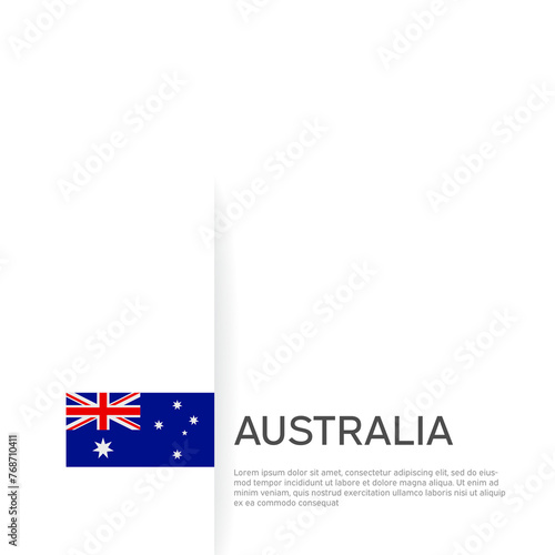 Australia flag background. State patriotic australian banner, cover. Document template with australia flag on white background. National poster. Business booklet. Vector illustration, simple design