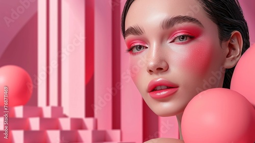 A beauty awards ceremony invitation featuring 3D rendered makeup visuals