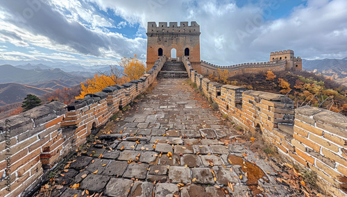 The Great Wall of China, a panoramic view photo