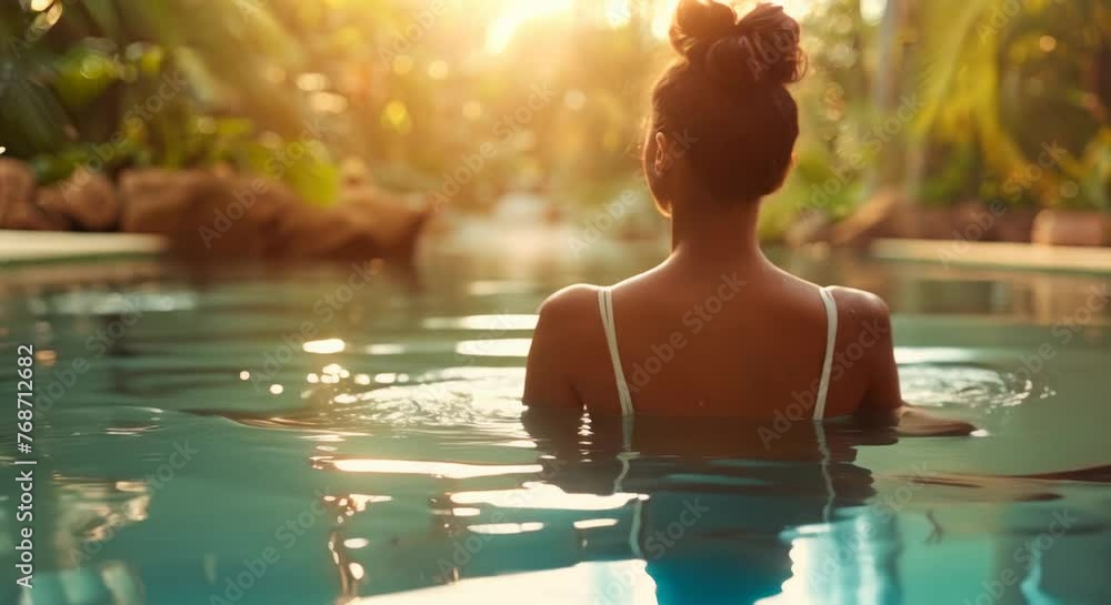 Woman Unwinding In Tranquil Spa Setting, Exuding Calm And Peace Woman Unwinding In Tranquil Spa Setting, Exuding Calm And Peace