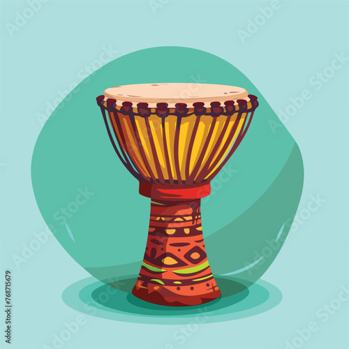 African drum music instrument cartoon vector 