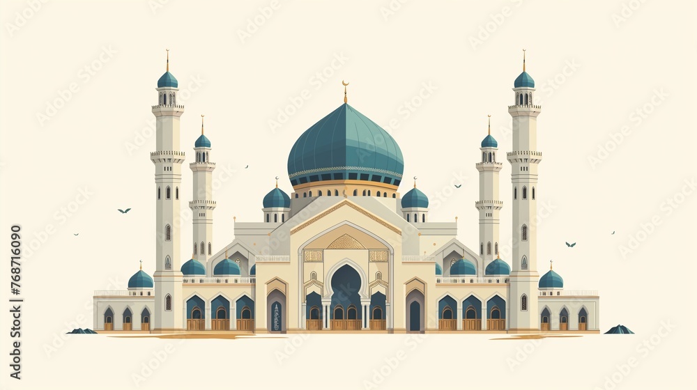 Ramadan kareem eid islamic mosque background illustration.