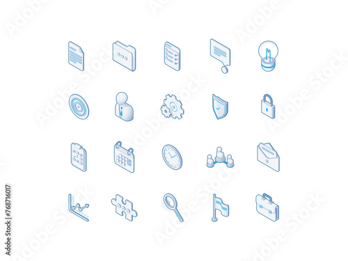 Business and Management Isometric Icon Set