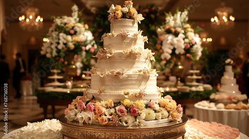 wedding cake with candles and decorations