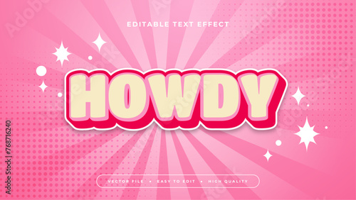 Pink white and beige howdy 3d editable text effect - font style