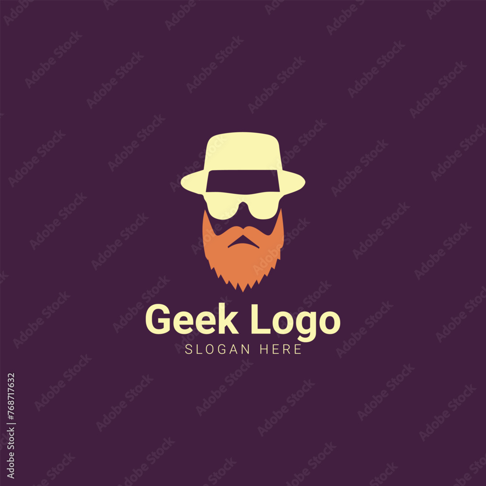 Bearded Geek with Hat and Glasses Bearded Geek with Hat and Glasses