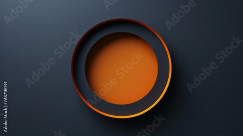 The solid orange circle stands out against the minimalist dark blue background in the top view. Simple yet eye-catching and modern elements. This makes it suitable for a variety of designs.