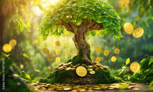 Money Tree - wealth growth illustration - AI generated photo