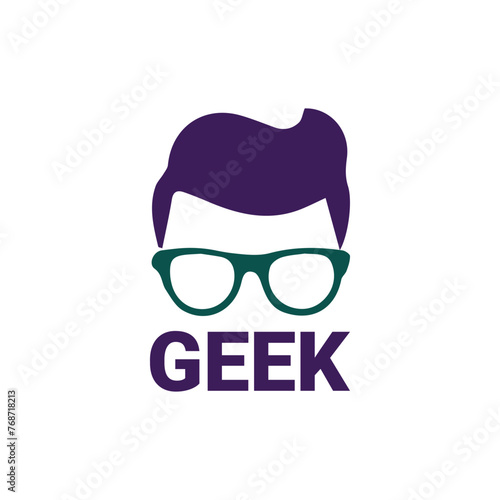 Vibrant Purple Geek Logo with Glasses