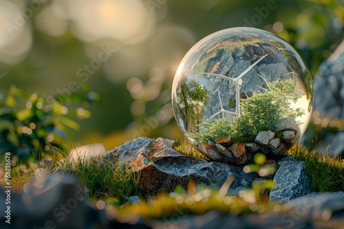 The crystal glass globe showcasing of clean and renewable energy.