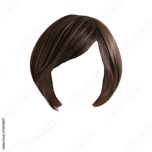 Isolated Black Wig on a White Background