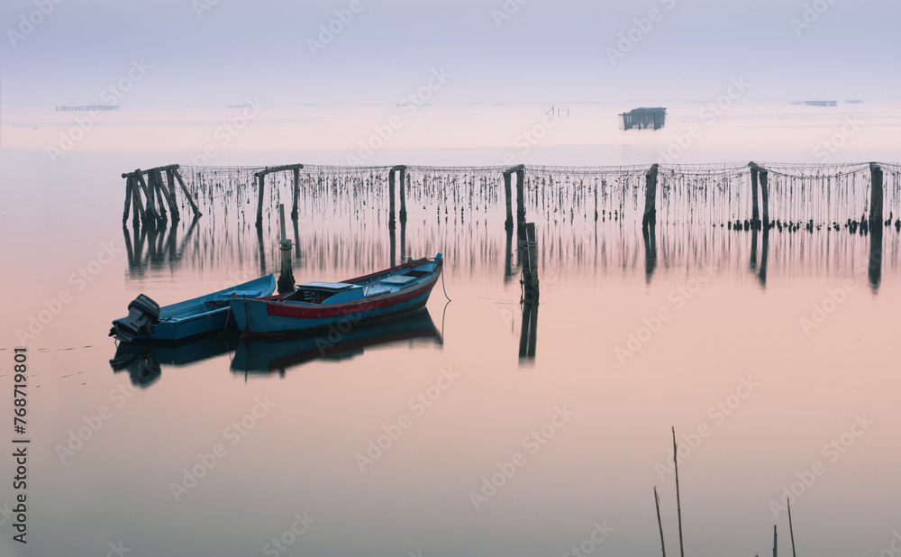 Fototapeta premium Sacca degli Scardovari, tramonto, polesine, laguna