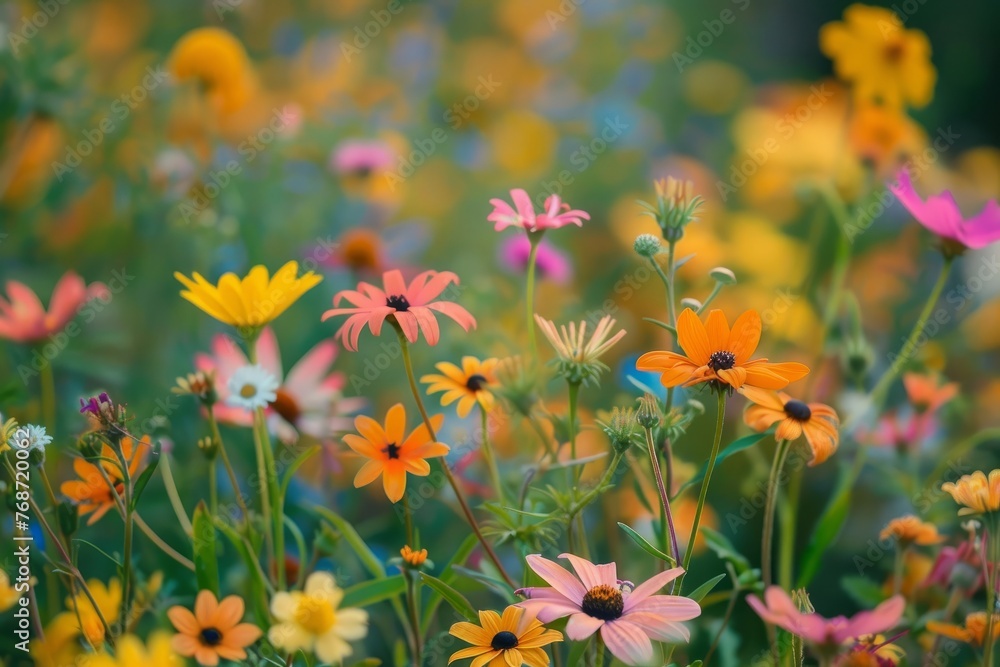 Kaleidoscope of Wildflowers: A Lush, Colorful Meadow Scene